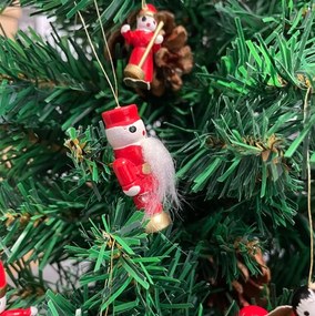 Zestaw świątecznych drewnianych ozdób RED JOY czerwony, 30 szt.