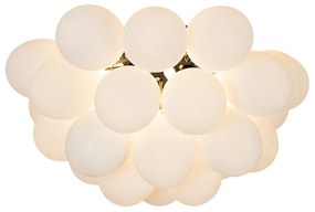 Lampa sufitowa w stylu art deco czarna z opalowym szkłem 6-punktowa - UvasDesignerski Oswietlenie wewnetrzne