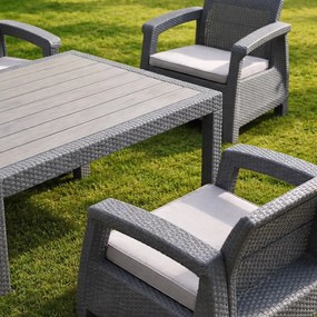 Zestaw mebli ogrodowych 6-osobowy Calisto NC08X2+RT02 ze stołem, szary