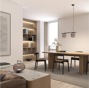 Lampa sufitowa KRISTA w stylu klasycznym - 2x LED SMD AC 10W - 1660lm i 2700K - klosz szklany ø24 cm x wys. 130 cm - Stalowo-niebieski - IP20
