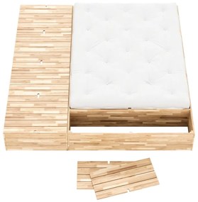 Łóżko dwuosobowe z litego drewna sosnowego ze schowkiem i stelażem 160x200 cm Basement Bed – Karup Design