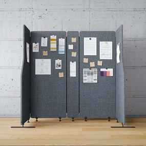 Przegroda biurowa akustyczna Sadie, kolor Carbon Fog, rozmiar 260/145 cm