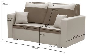 Sofa kanapa 2 os z funkcją spania ASTO3 Brązowy/Beżowy