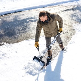 Outsunny Łopata do śniegu 45 cm, tworzywowa łyżka z ergonomicznym uchwytem dodatkowym, odśnieżarka z trzonem aluminiowym i metalową krawędzią | Aosom PL