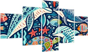 Obraz – Rysowane zwierzęta wodne (125x70 cm)