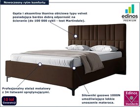 Brązowe łóżko z pikowanym zagłówkiem 4 rozmiary C2-B81