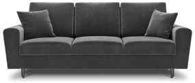 Jasnoszara aksamitna rozkładana/ze schowkiem sofa 235 cm Kyoto – Cosmopolitan Design