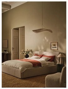 Kremowe tapicerowane łóżko dwuosobowe ze schowkiem ze stelażem 140x200 cm Simon Olivia – Micadoni