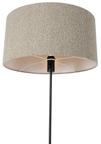 Lampa podłogowa czarna regulowana z abażurem boucle taupe 50 cm - ParteDesignerski Oswietlenie wewnetrzne