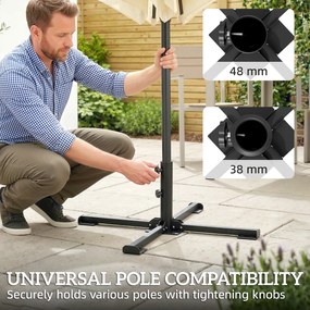 Outsunny Stojak na parasol składany na drążki o średnicy 38 i 48 mm, metalowa podstawa krzyżowa, ciemnoszary | Aosom PL