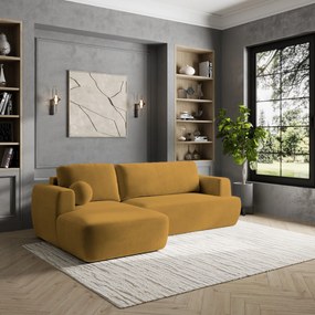 Masseno Narożnik SENTI z funkcją spania i pojemnikiem na pościel Narozniki L, Rozkładana sofa - Żółty, KRONOS 01