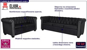 Czarny zestaw wypoczynkowy z ekoskóry - Xavier 2S