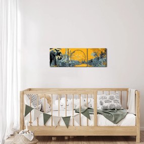 Obraz - Słoń w naturze (z zegarem) (90x30 cm)