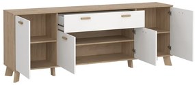 Biało-naturalna komoda w dekorze dębu 196x73x39 cm Ikast – Tvilum