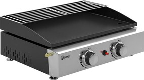 Outsunny Grill gazowy 5 kW przenośny stołowy z 2 palnikami, ceramiczną powłoką i rusztem podgrzewającym | Aosom PL