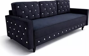 Pikowana kanapa Lux 3 osobowa z funkcją spania i pojemnikiem na pościel w stylu glamour
