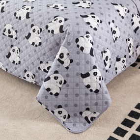 Narzuta na łóżko z wzorem PANDA szary Rozmiar: 170 x 210 cm
