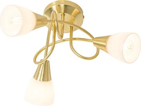 Klasyczna lampa sufitowa złota z opalowym szkłem 3-światłowa - Inez