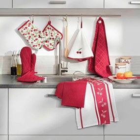 Czerwono-biały bawełniany ręcznik frotte 60 cm Cerisette – douceur d'intérieur