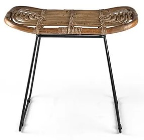 Czarno-naturalny rattanowy stołek Sokna – Villa Collection