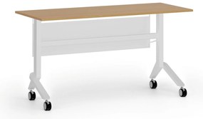 Mobilny stół PRIMO MOVE, 140x60 cm, biała podstawa, buk