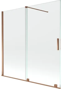 Mexen Velar parawan nawannowy 2-skrzydłowy rozsuwany 160 x 150 cm, transparent, różowe złoto - 896-160-000-01-60