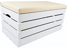 Pufa kufer skrzynia drewniana sosnowa siedzisko 80cm malowana biała