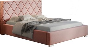 Emporius Aron łóżko tapicerowane 160x200 - pojemnik, tkanina aksamitna, nowoczesne łóżko dwuosobowe do sypialni - różowy (Jasmine 61)