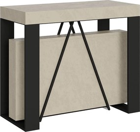 Konsola rozkładana 90x40/196 cm Zamat Small kaszmir rama w kolorze antracytu