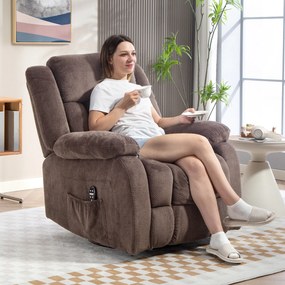 HOMCOM Fotel masujący, 8 punktów wibracyjnych, 5 trybów, ogrzewanie lędźwiowe, regulowany, obrotowy, tapicerowany fotel, brązowy