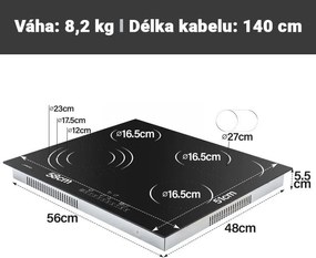 JAGO Płyta szklano-ceramiczna, 6800 W