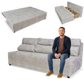 Kanapa sofa KIMO funkcja spania pojemnik Family Meble Ramona j. szary welur