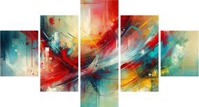 Obraz – Abstrakcja z czerwienią (125x70 cm)