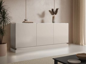 Komoda 3-drzwiowa z oświetleniem LED z MDF - Beżowy i efekt białego marmuru - DEVIKA marki Pascal Morabito