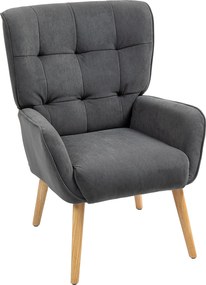 HOMCOM Fotel Tapicerowany do Salonu ze Steppowaniem, Miękki Pokrowiec Aksamitny, do 120 kg, Szary