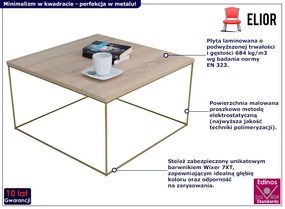 Kwadratowy stolik kawowy w stylu glamour dąb sonoma - Welos 3X