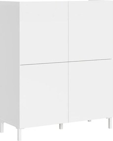 Wysoka komoda 4-drzwiowa Solaria 90x35x110 cm, biały połysk