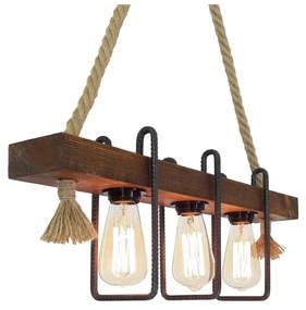 Drewniana lampa wisząca Demir, 3 żarówki