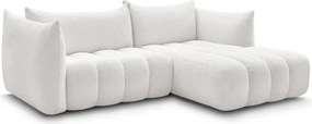 Biały narożnik z materiału bouclé (prawostronny/z szezlongiem) Azra – Bobochic Paris
