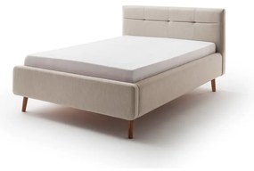 Beżowe tapicerowane łóżko dwuosobowe ze schowkiem i stelażem 140x200 cm Lotte – Meise Möbel