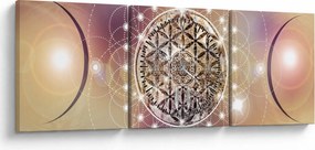 Obraz - Mandala z elementami (z zegarem) (90x30 cm)