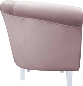 Fotel Milo tkanina Welur wygodny fotel tapicerowany do salonu i sypialni : Kolor nogi - Biała, Kolor tkaniny - VELVET - MG55, Wysokość nogi - 15 cm