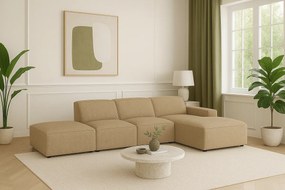 Narożnik modułowy Cursal C prawy z pufą – sofa narożna 341 x 166 x 70 cm, jasno brązowy Raven 34, nowoczesny design