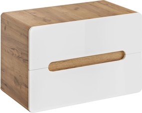 Szafka łazienkowa pod umywalkę nablatową 80 cm, Aruba 829 FSC, dąb craft złoty/biały połysk