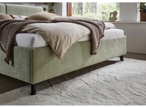 Jasnozielone tapicerowane łóżko dwuosobowe ze stelażem 160x200 cm Piano – Meise Möbel