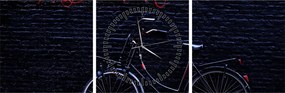 Obraz roweru w Amsterdamie (z zegarem) (90x30 cm)
