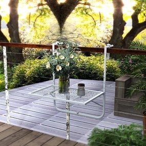 Outsunny Składany stół balkonowy, 4-stopniowo regulowany, metalowy, odporny na warunki atmosferyczne, stół balkonowy 60x40 cm szary | Aosom PL