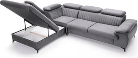 Masseno Narożnik FIORE z funkcją spania i pojemnikiem na pościel Narozniki L, Rozkładana sofa - Szary, MONOLITH 85