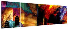 Obraz - Kolorowa abstrakcja miasta (170x50 cm)