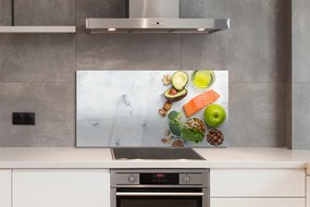 Szkło do Kuchni na Ścianę Zdrowy Posiłek z Łososiem i Orzechami